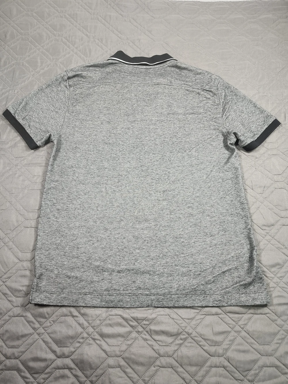 Banana Republic polo shirt marled gray knit fabric black collar Size M